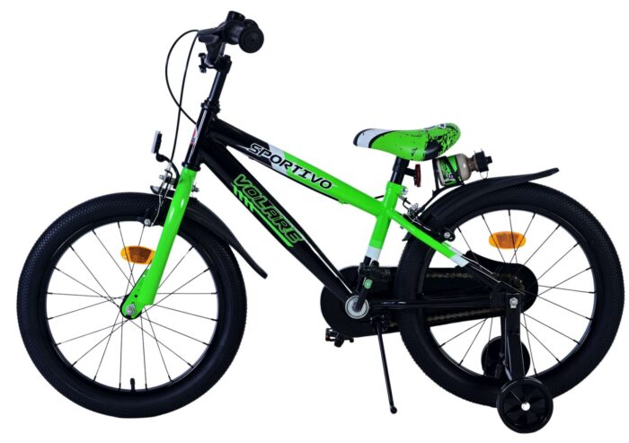 Volare Sportivo Kinderfiets - Jongens - 18 inch - Groen Zwart - Twee Handremmen - Afbeelding 4