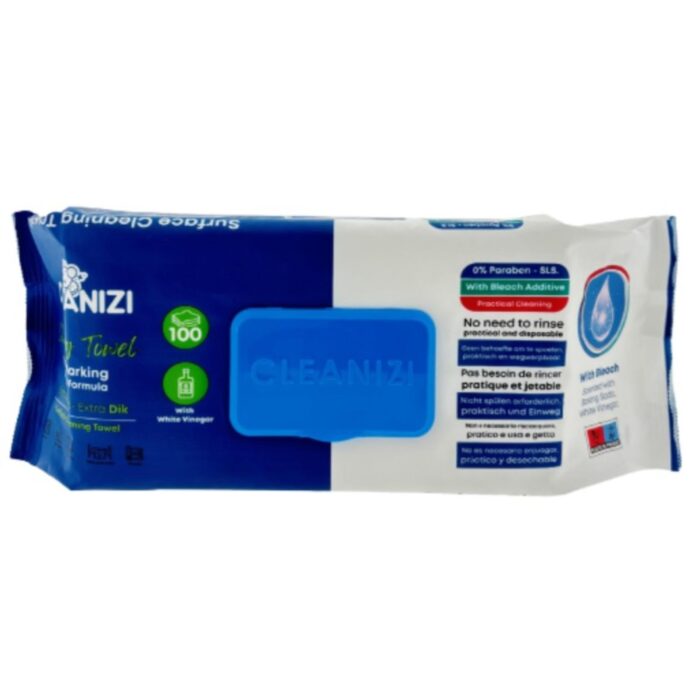 Cleanizi Cleaning Towels 100pcs BIG-PACK Extra Thick With Bleach
