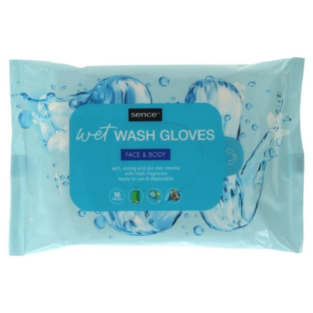 Sence Wash Gloves 16pcs Wet