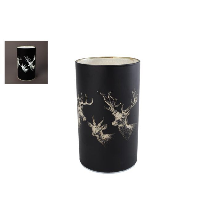 Sfeerverlichting LED Hert mat zwat glas 9x9x15cm