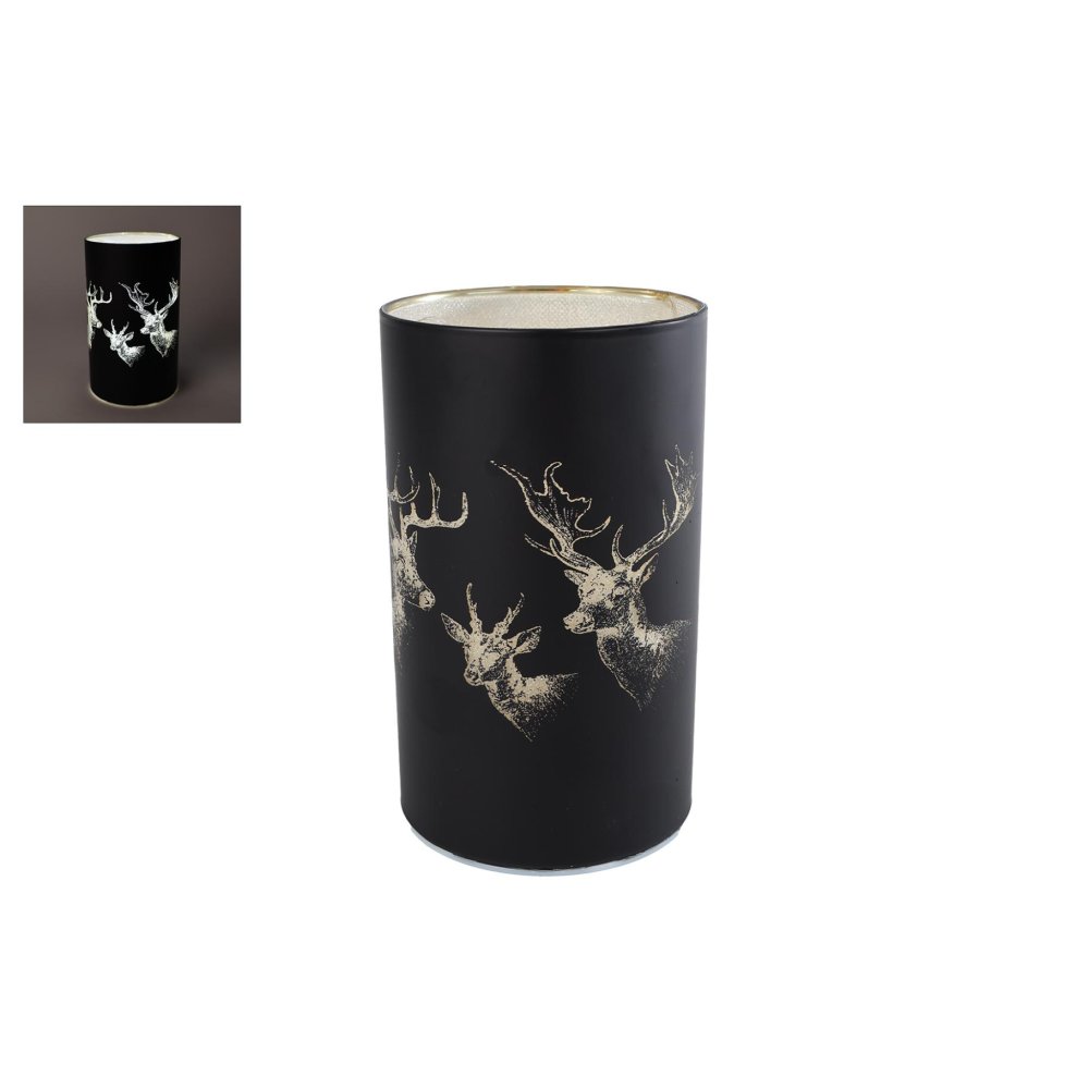 Sfeerverlichting LED Hert mat zwat glas 9x9x15cm