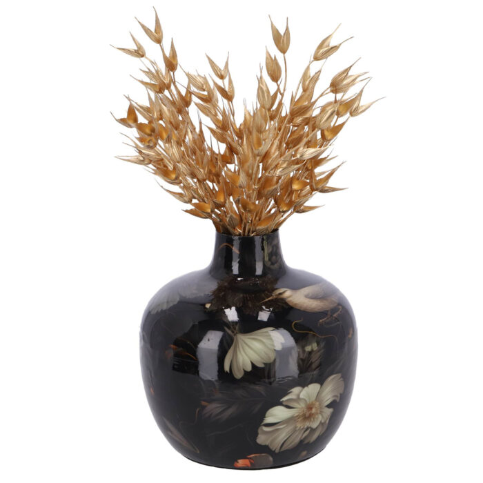 Vaas pigeon M zwart bol metaal 18x18x18 cm - Afbeelding 2