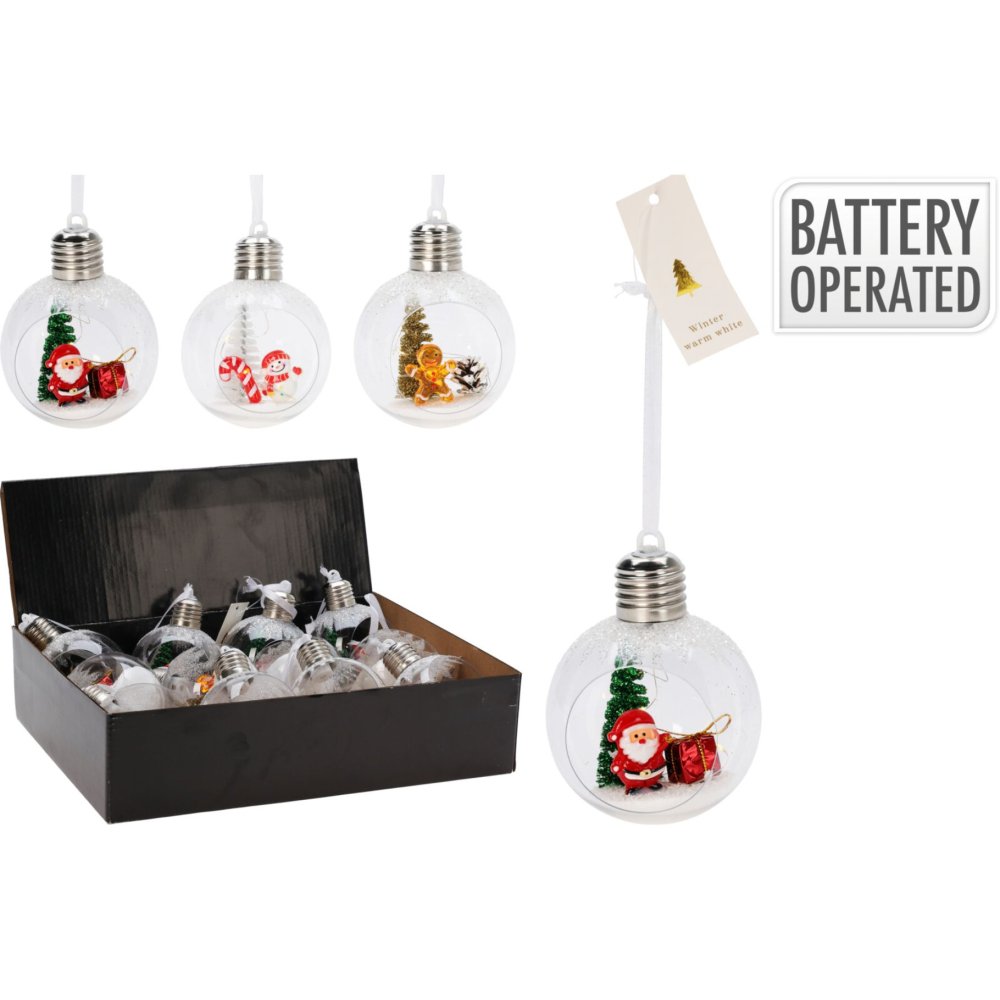 Kerstbal Led 80Mm 3Ass Design