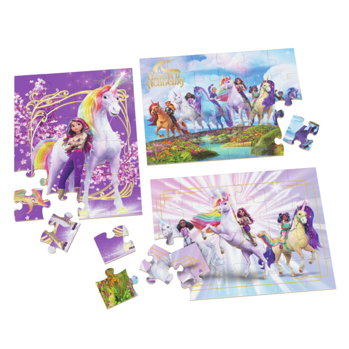 Unicorn Academy 3pack Houten Puzzel In Houten Doos (3x24 Stukjes) - Afbeelding 2