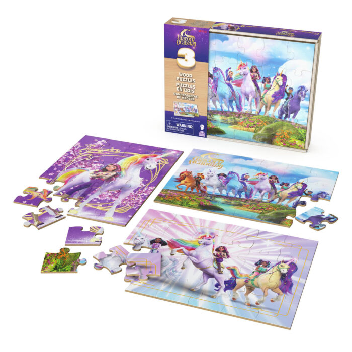 Unicorn Academy 3pack Houten Puzzel In Houten Doos (3x24 Stukjes) - Afbeelding 3