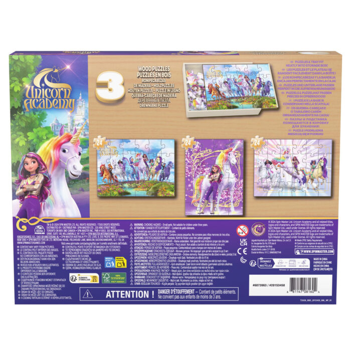 Unicorn Academy 3pack Houten Puzzel In Houten Doos (3x24 Stukjes) - Afbeelding 4