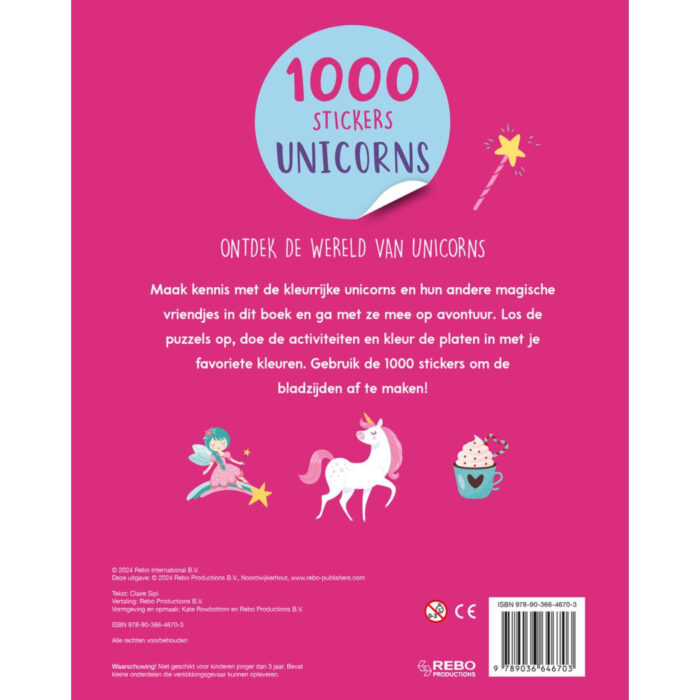 Boek Stickerboek 1000 Stickers Unicorn - Afbeelding 2