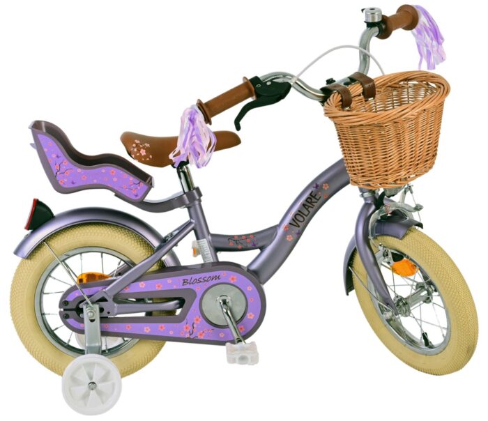 Volare Blossom Kinderfiets - Meisjes - 12 inch - Paars - Afbeelding 10