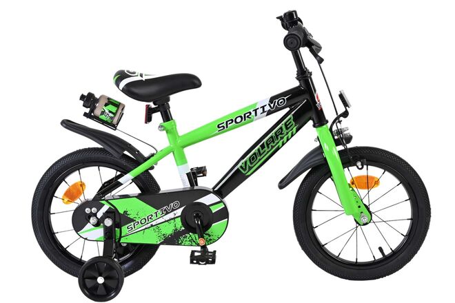 Volare Sportivo Kinderfiets - Jongens - 14 inch - Groen Zwart