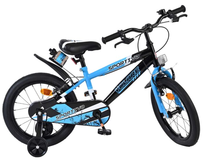 Volare Sportivo Kinderfiets - Jongens - 16 inch - Blauw Zwart - Twee Handremmen - Afbeelding 10