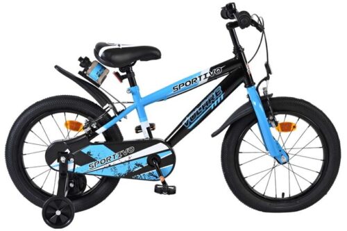 Volare Sportivo Kinderfiets - Jongens - 16 inch - Blauw Zwart - Twee Handremmen