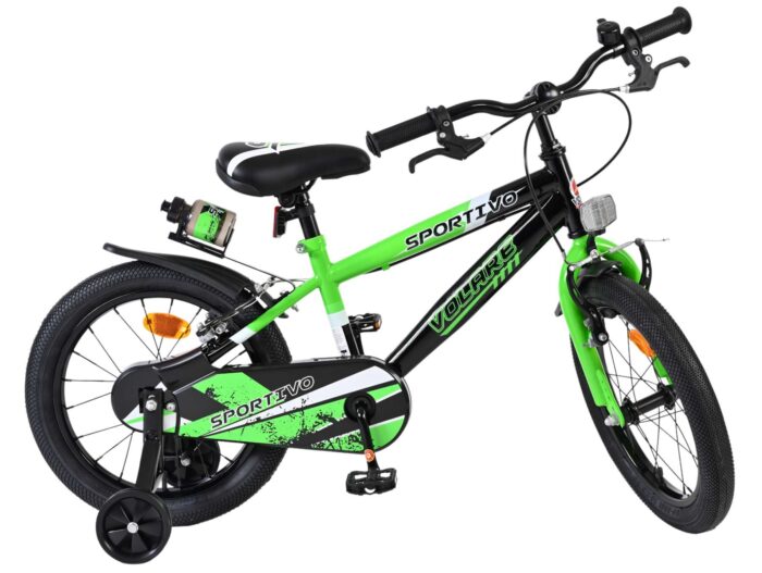 Volare Sportivo Kinderfiets - Jongens - 16 inch - Groen Zwart - Twee Handremmen - Afbeelding 10