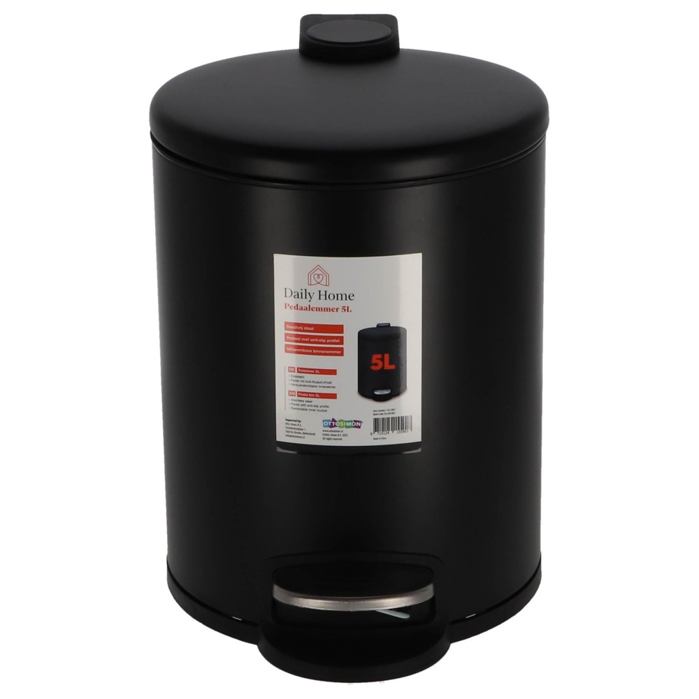 Daily home pedaalemmer 5l zwart