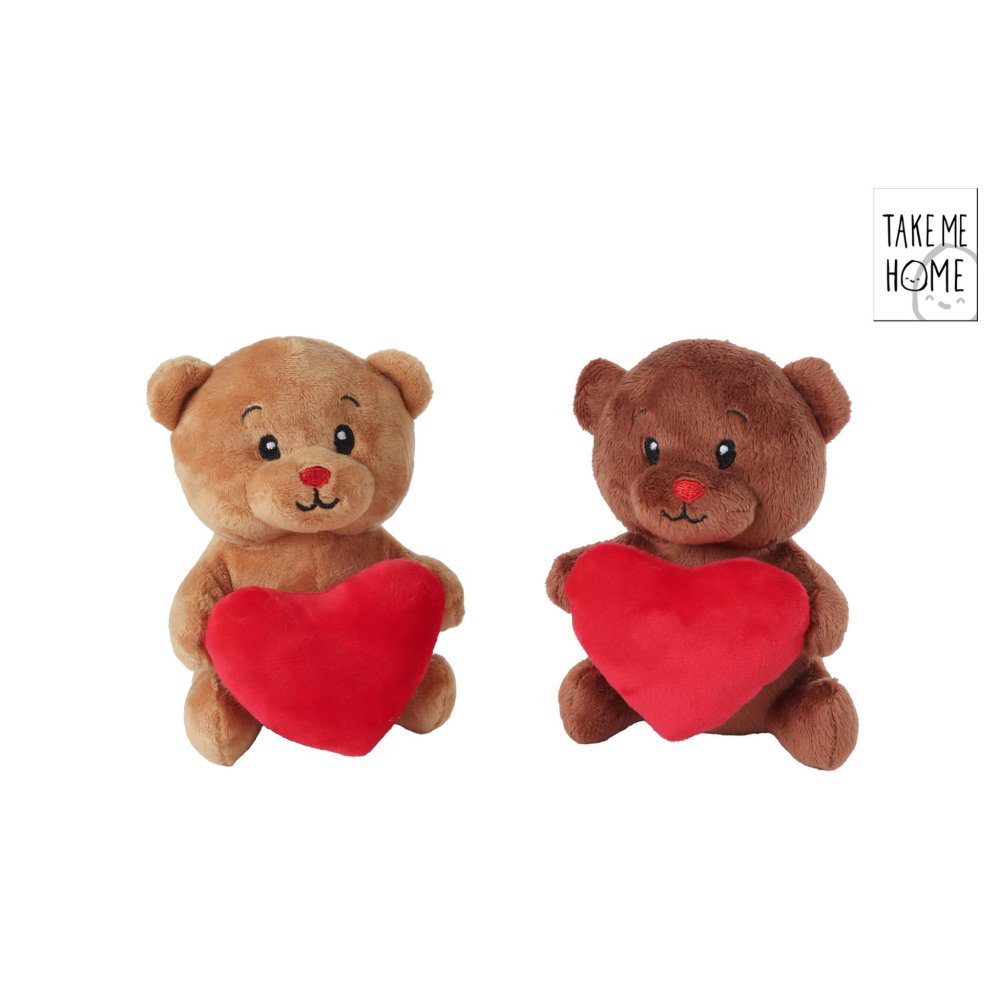 Beer met hart pluche 2 assorti 15cm
