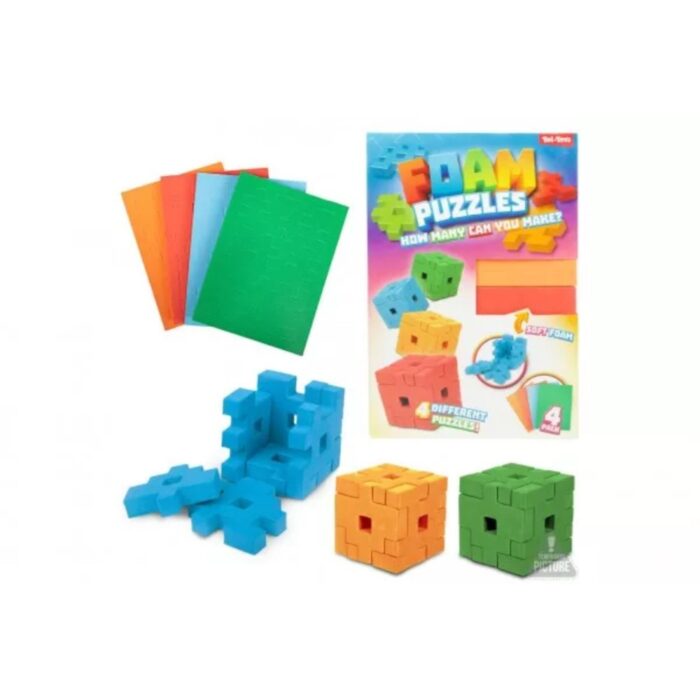 Puzzel foam kubus 3D 4 stuks assorti