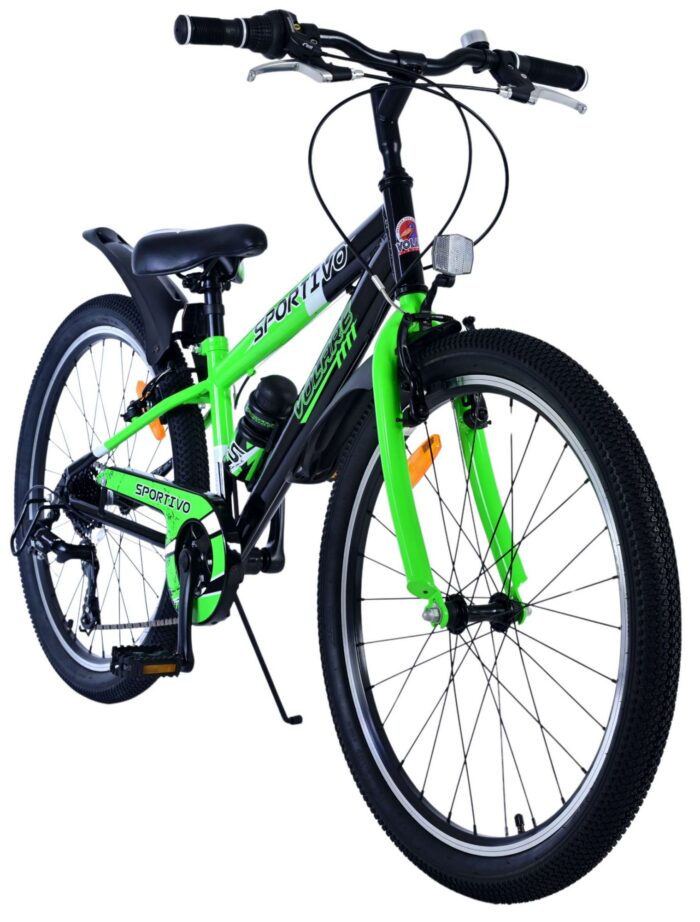 Volare Sportivo Kinderfiets - Jongens - 24 inch - 7 Speed - Zwart Groen - Afbeelding 6