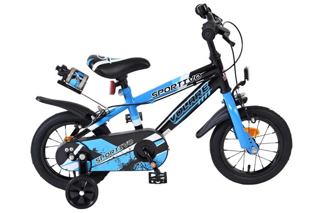 Volare Sportivo Kinderfiets - Jongens - 12 inch - Blauw Zwart - Twee Handremmen
