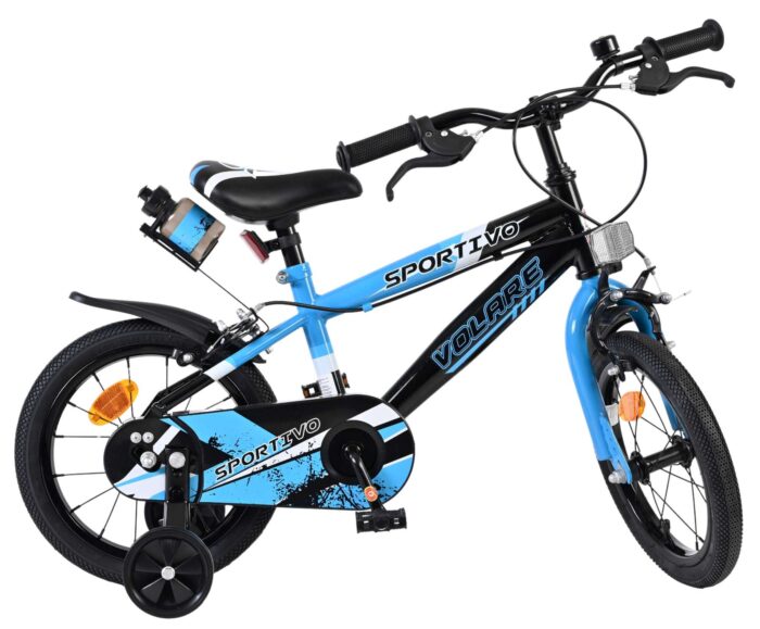 Volare Sportivo Kinderfiets - Jongens - 14 inch - Blauw Zwart - Twee Handremmen - Afbeelding 10