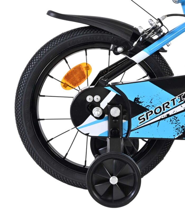 Volare Sportivo Kinderfiets - Jongens - 14 inch - Blauw Zwart - Twee Handremmen - Afbeelding 2