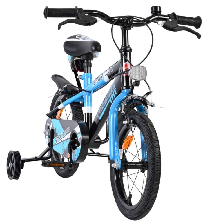 Volare Sportivo Kinderfiets - Jongens - 14 inch - Blauw Zwart - Twee Handremmen - Afbeelding 5