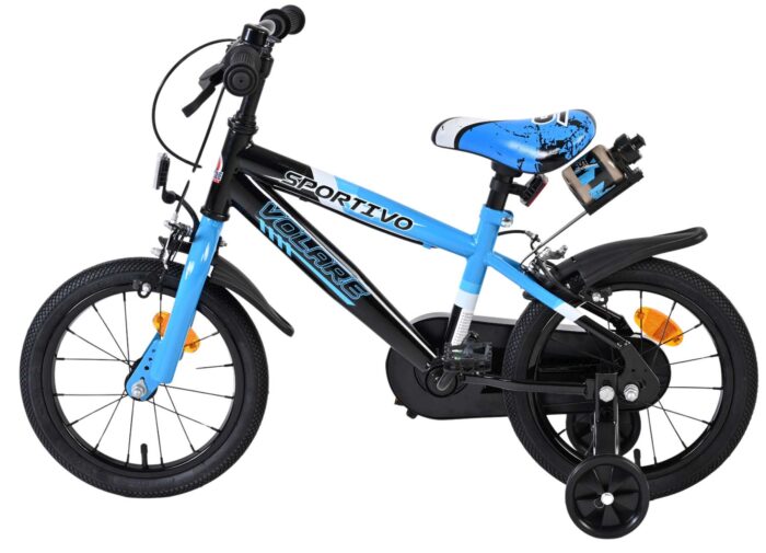 Volare Sportivo Kinderfiets - Jongens - 14 inch - Blauw Zwart - Twee Handremmen - Afbeelding 7