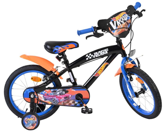 Hot Wheels Kinderfiets - Jongens - 16 inch - Zwart Oranje Blauw - Twee handremmen - Afbeelding 10