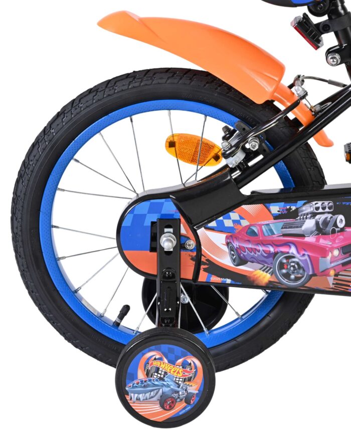 Hot Wheels Kinderfiets - Jongens - 16 inch - Zwart Oranje Blauw - Twee handremmen - Afbeelding 2