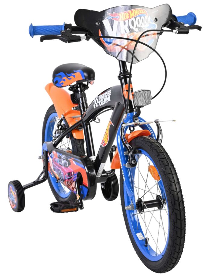 Hot Wheels Kinderfiets - Jongens - 16 inch - Zwart Oranje Blauw - Twee handremmen - Afbeelding 5
