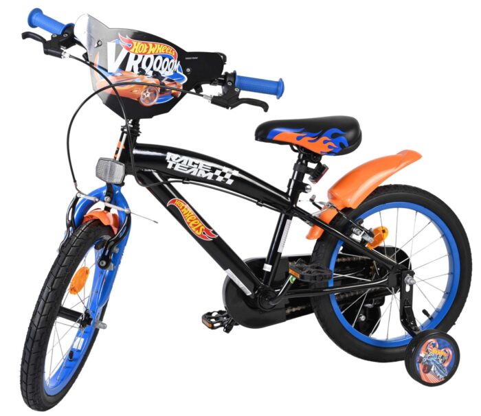 Hot Wheels Kinderfiets - Jongens - 16 inch - Zwart Oranje Blauw - Twee handremmen - Afbeelding 8