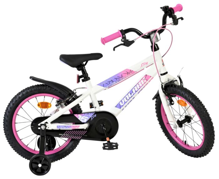 Volare Lily Kinderfiets - Meisjes - 16 inch - Wit Roze Paars - Twee Handremmen - Afbeelding 10