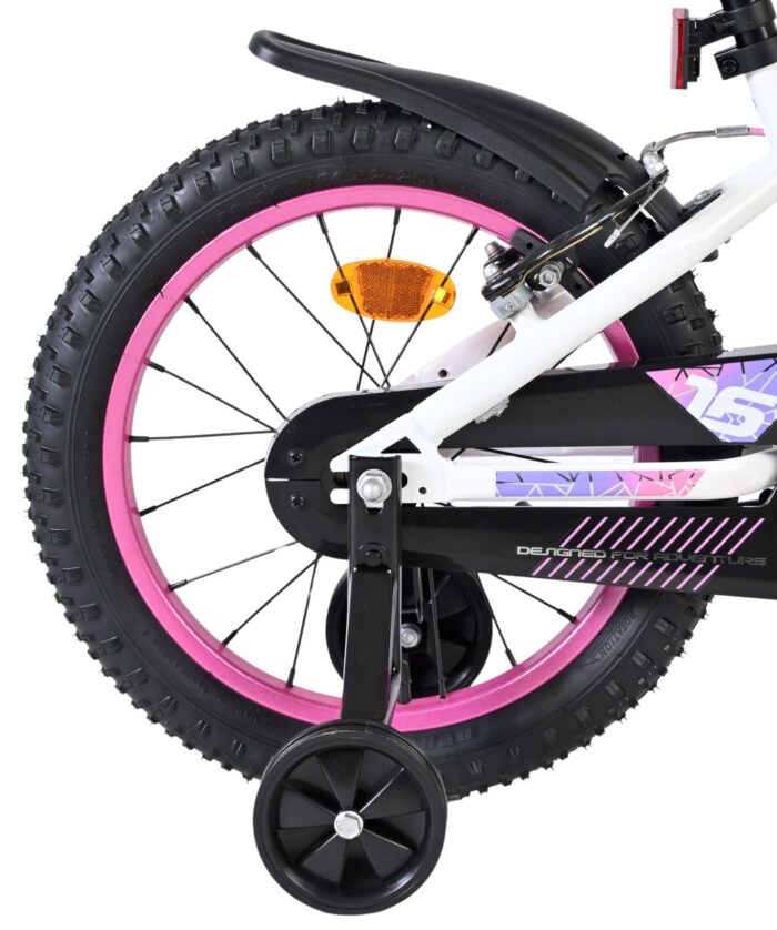 Volare Lily Kinderfiets - Meisjes - 16 inch - Wit Roze Paars - Twee Handremmen - Afbeelding 2