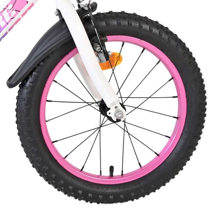 Volare Lily Kinderfiets - Meisjes - 16 inch - Wit Roze Paars - Twee Handremmen - Afbeelding 3