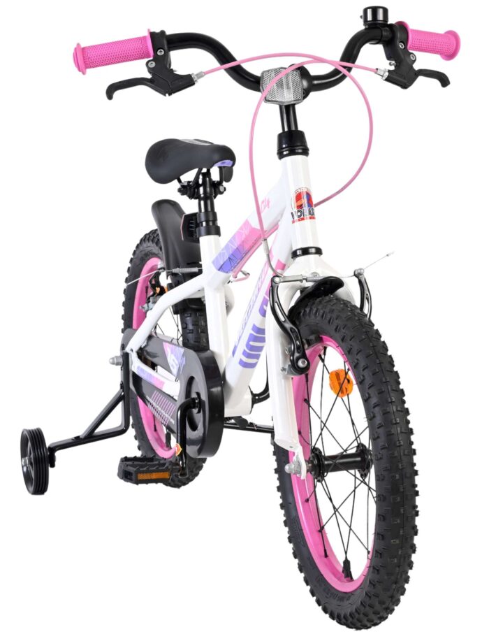 Volare Lily Kinderfiets - Meisjes - 16 inch - Wit Roze Paars - Twee Handremmen - Afbeelding 5