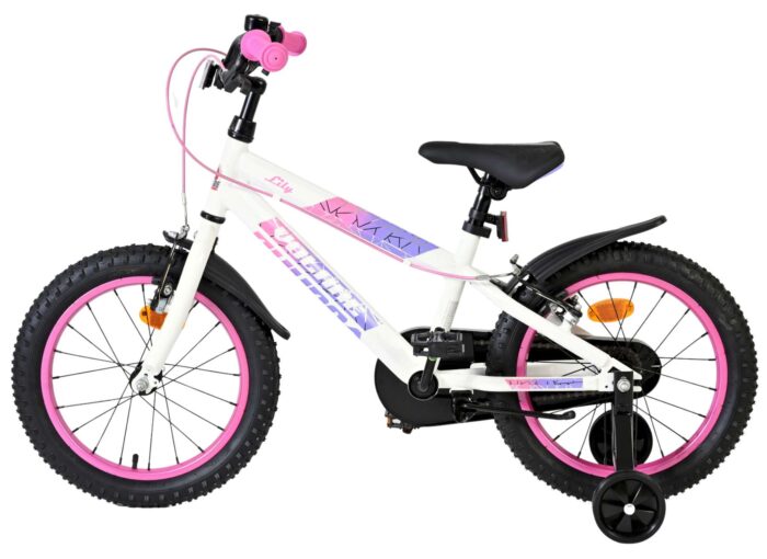 Volare Lily Kinderfiets - Meisjes - 16 inch - Wit Roze Paars - Twee Handremmen - Afbeelding 7
