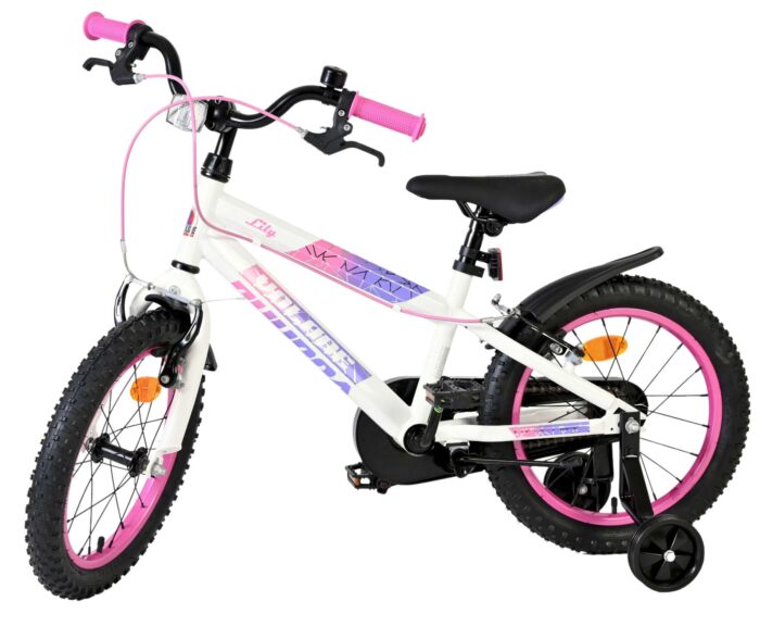 Volare Lily Kinderfiets - Meisjes - 16 inch - Wit Roze Paars - Twee Handremmen - Afbeelding 8