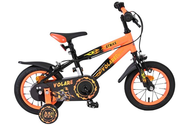 Volare Strike Kinderfiets - Jongens - 12 inch - Zwart Oranje - Twee Handremmen