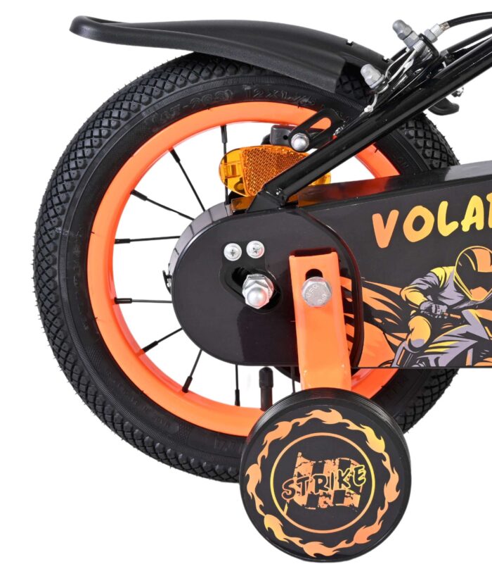 Volare Strike Kinderfiets - Jongens - 12 inch - Zwart Oranje - Twee Handremmen - Afbeelding 2