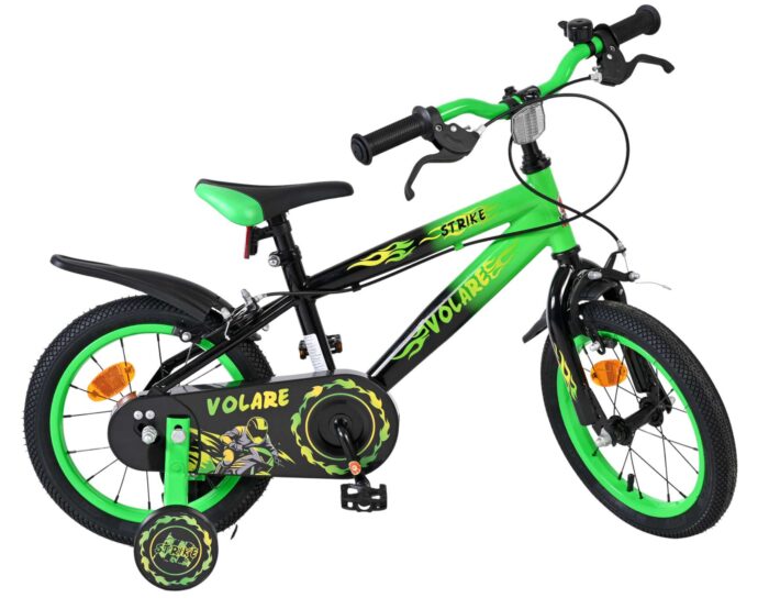 Volare Strike Kinderfiets - Jongens - 14 inch - Zwart Groen - Twee handremmen - Afbeelding 10