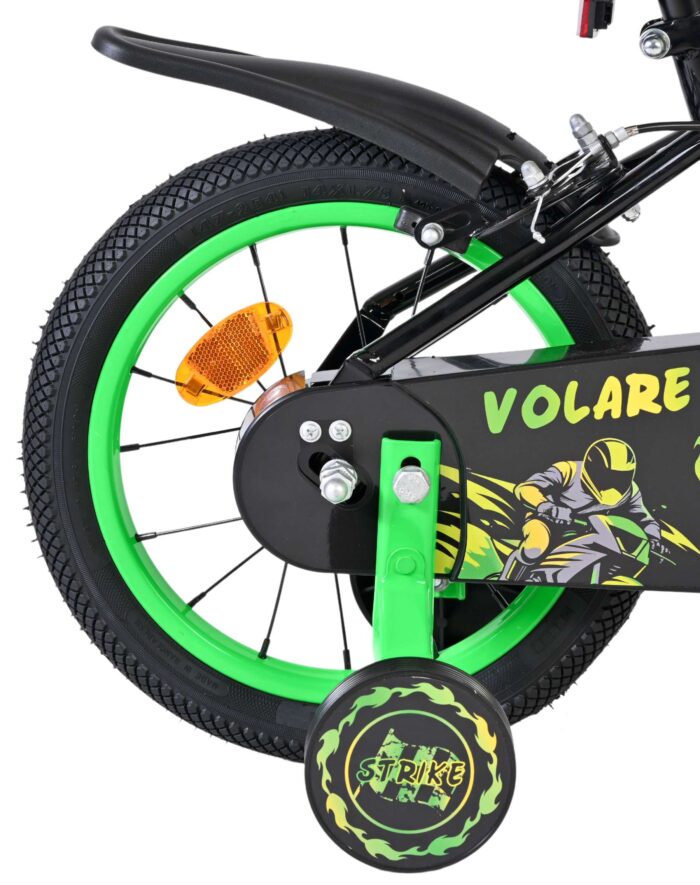 Volare Strike Kinderfiets - Jongens - 14 inch - Zwart Groen - Twee handremmen - Afbeelding 2