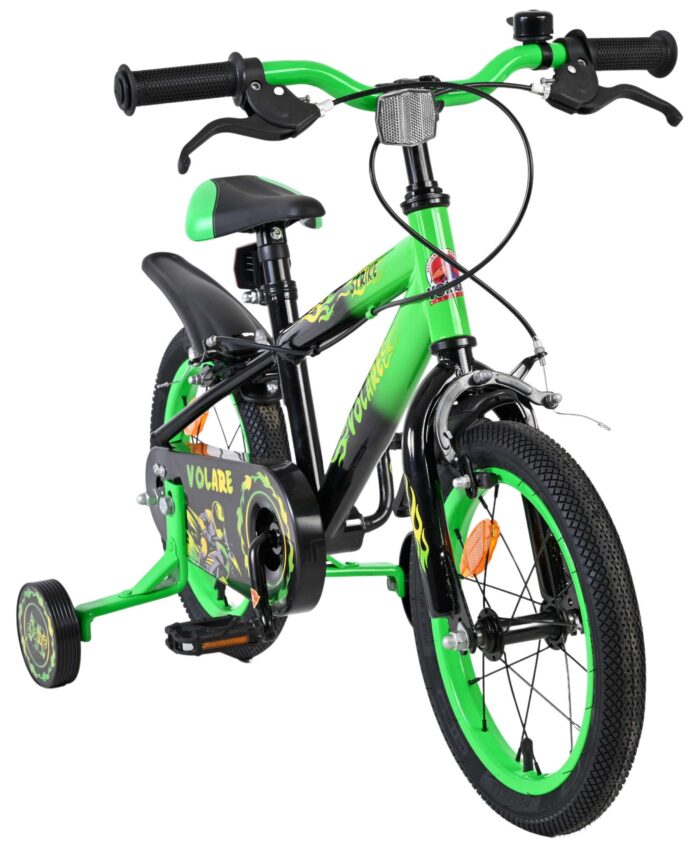 Volare Strike Kinderfiets - Jongens - 14 inch - Zwart Groen - Twee handremmen - Afbeelding 5