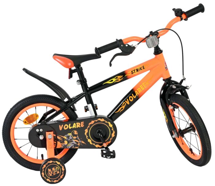 Volare Strike Kinderfiets - Jongens - 14 inch - Zwart Oranje - Afbeelding 10