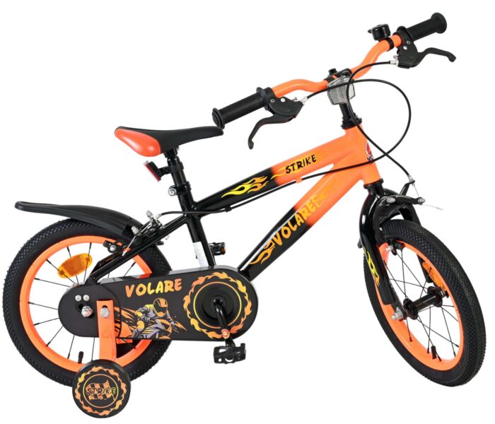 Volare Strike Kinderfiets - Jongens - 14 inch - Zwart Oranje - Twee handremmen - Afbeelding 10