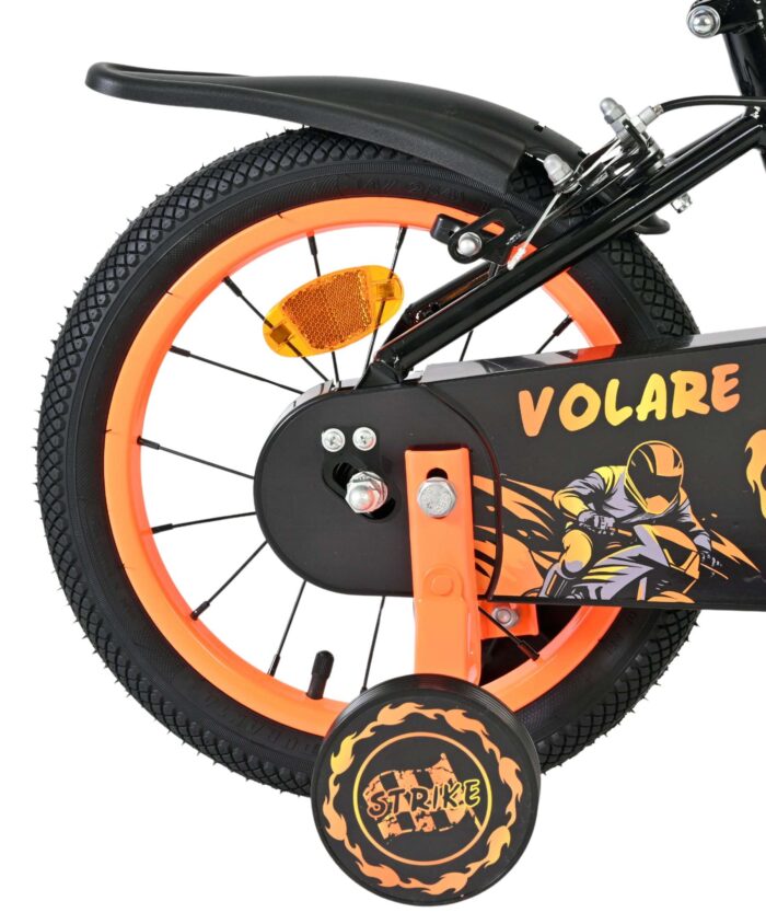 Volare Strike Kinderfiets - Jongens - 14 inch - Zwart Oranje - Twee handremmen - Afbeelding 2