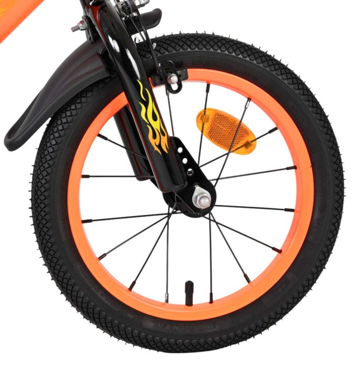 Volare Strike Kinderfiets - Jongens - 14 inch - Zwart Oranje - Twee handremmen - Afbeelding 3