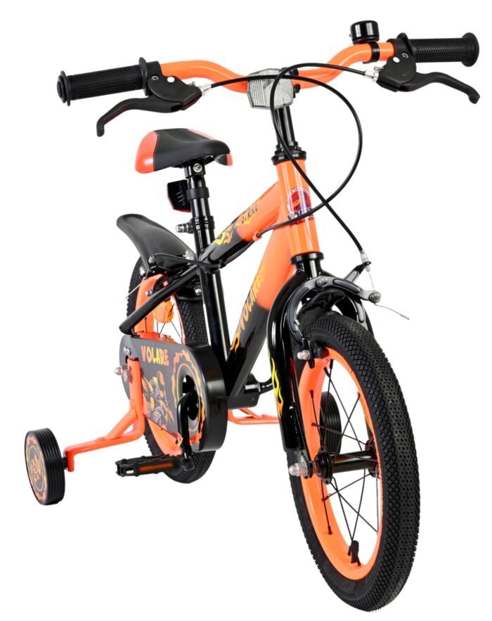 Volare Strike Kinderfiets - Jongens - 14 inch - Zwart Oranje - Twee handremmen - Afbeelding 5