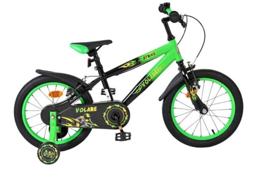 Volare Strike Kinderfiets - Jongens - 16 inch - Zwart Groen - Twee Handremmen