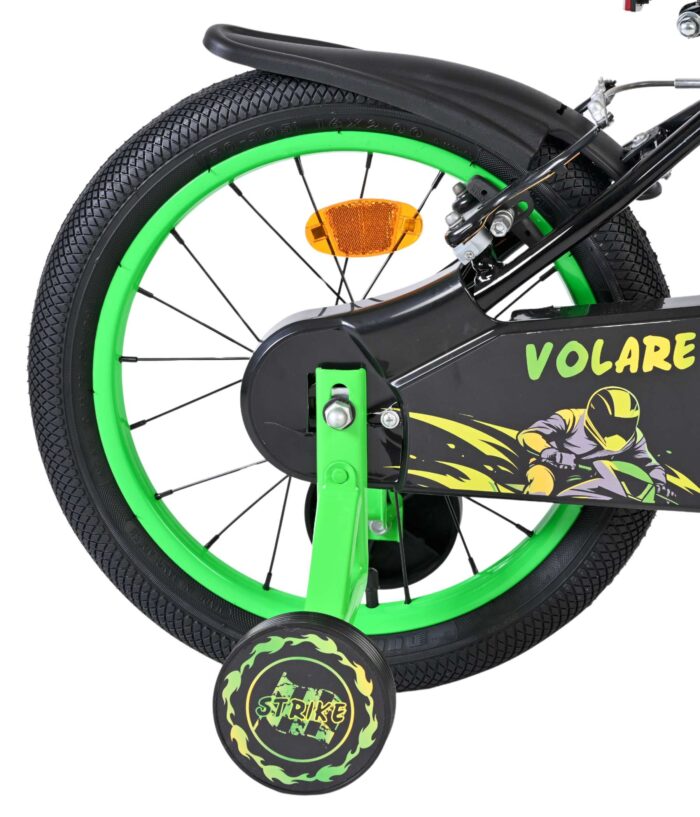 Volare Strike Kinderfiets - Jongens - 16 inch - Zwart Groen - Twee Handremmen - Afbeelding 2