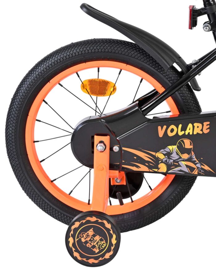 Volare Strike Kinderfiets - Jongens - 16 inch - Zwart Oranje - Twee Handremmen - Afbeelding 2