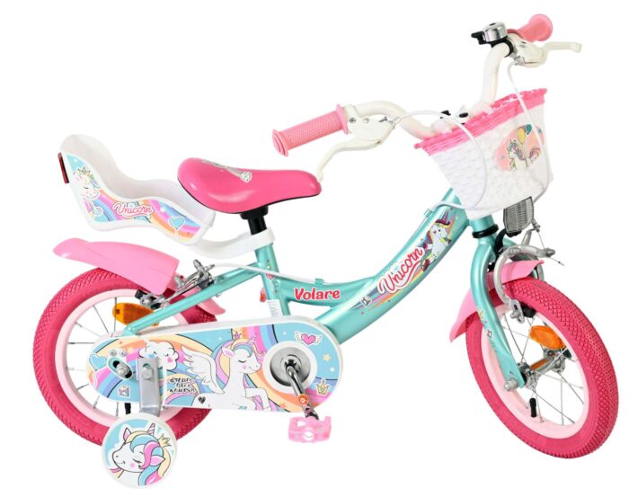 Volare Unicorn Kinderfiets - Meisjes - 12 inch - Groen - Twee handremmen - Afbeelding 10