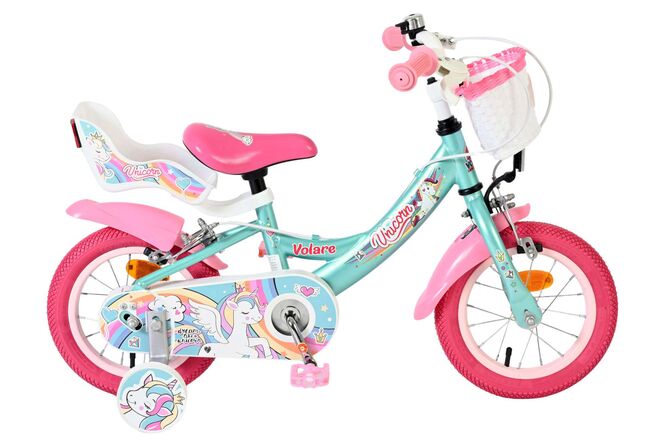 Volare Unicorn Kinderfiets - Meisjes - 12 inch - Groen - Twee handremmen